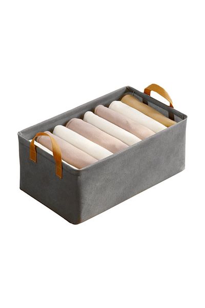 Flippy Textile Storage Box With Metal Frame, Side Handles, 47 X 28 X 20 Cm, Volume 26 L, Grey