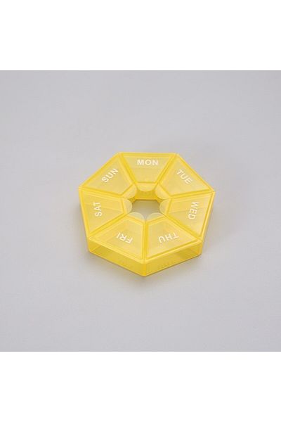 Flippy Medicine box with days of the week, Flippy, Plastic, 7 compartments, Yellow