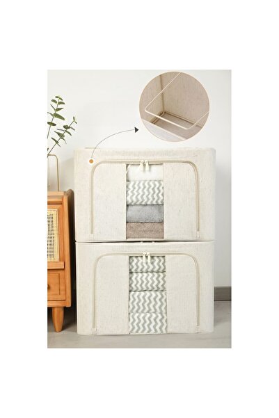 Bibilel Foldable Storage Box, Flippy, With Window and Double Zipper, 66 L, Premium Textile, 50x40x33