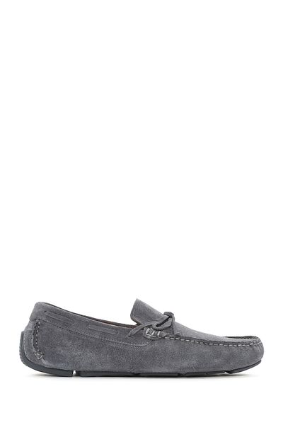 Derimod Men's Gray Suede Leather Loafer 25Sfd 630410