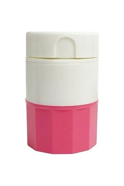 Flippy Flippy Multifunctional Pill Box, 4in1, Water Glass, Cutting, Crushing, Compact, ABS, White/Pink
