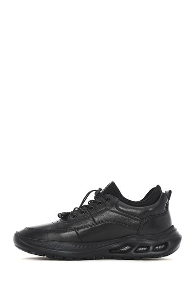 Derimod Men's Black Lace-Up Thick Soled Leather Sneaker 25Sfd 641018