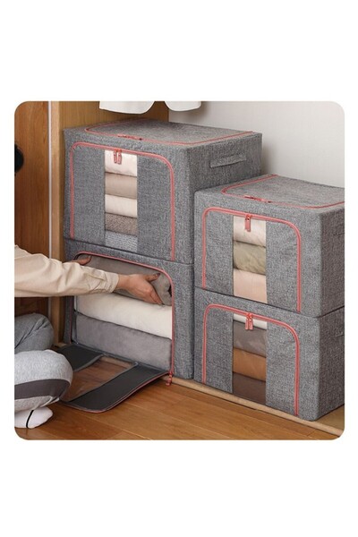 Flippy Foldable storage box Flippy, 100 L, textile, 60x42x40 cm, gray, 2 windows