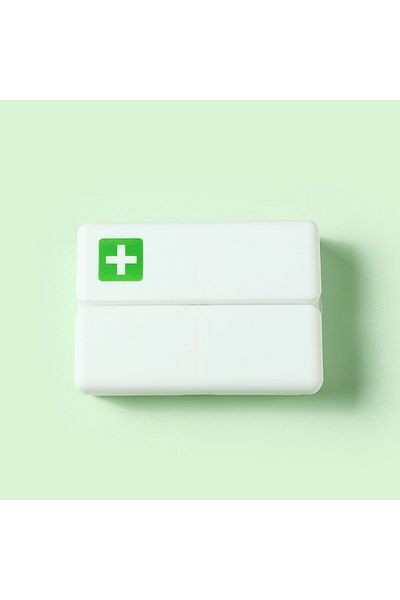 Flippy Medicine storage box, 7 individually sealed compartments, foldable, Flippy, White/Green