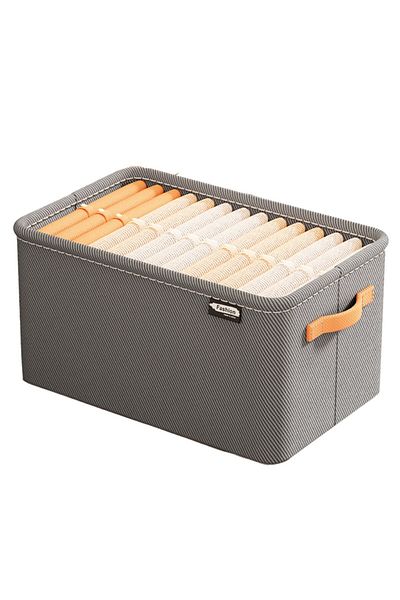 Flippy Storage Box, For Clothes, Things, Metal Frame, 48 X 28 X 25 Cm, ​​Volume 34 L Grey