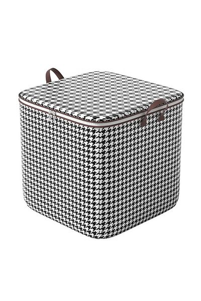 Flippy Storage Box With Zipper, Foldable, For Clothes, Bedding, 40x50x50 Cm, 100 L Black White Checkered