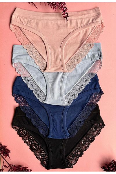 VicTroy Elosia – 4-Pack Stylish and Comfortable Modal Fabric Women's Panties, Soft Lace Elegance