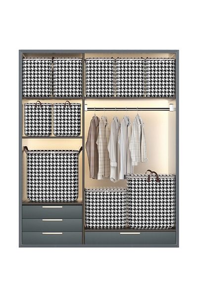 Flippy Flippy Foldable Storage Box with Zipper and Handle, 80L, Black and White Checkered