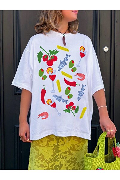 Jose Clothing Tricou imprimat cu mânecă scurtă cu croială supradimensionată