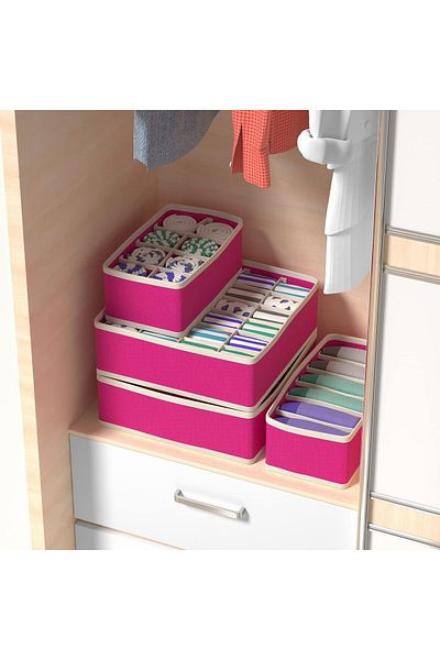 Flippy Storage Box, , For Underwear, Socks, Textile, 32 X 32 X 10 Cm, Pink Color