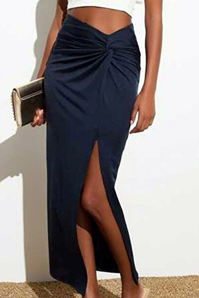 CoolLook Derin Bacak Dekolteli Normal Bel Beli Büzgü Detay Yırtmaçlı Likralı ...