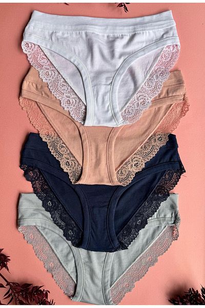 VicTroy Elosia – 4-Pack Stylish and Comfortable Modal Fabric Women's Panties, Soft Lace Elegance