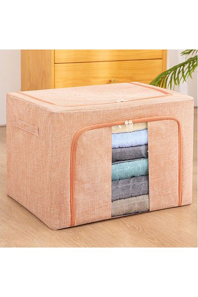 Flippy Storage Box 66 L, 50x40x33 cm, Metal Frame, Stable Plastic Base Support, Powder Pink