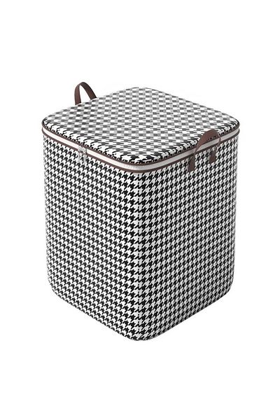 Flippy Storage Box With Zipper, Foldable, For Clothes, Bedding, 50x50x70 Cm, 180 L Black White Checkered