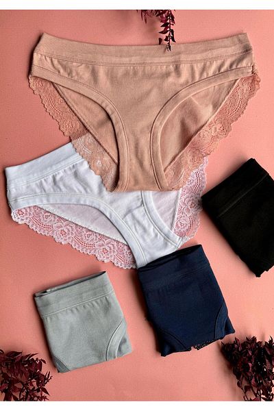 VicTroy Elosia – 5-Pack Stylish and Comfortable Modal Fabric Women's Panties, Soft Lace Elegance
