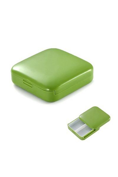 Flippy Medicine storage box, 2 compartments, Sliding, Green, Square, Flippy, Airtight closure