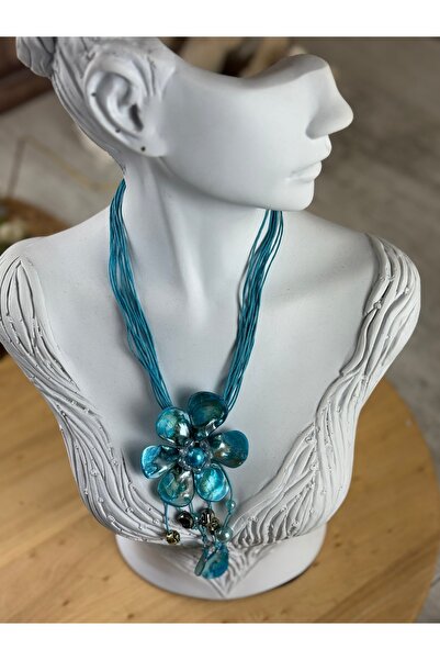 SEDEF TAKI Sedef taşlı çiçek kolye