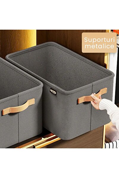 Flippy Storage Box Flippy, for Clothes, Items, Textile Material with Metal Frame, Side Handles, Rectangular