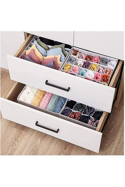 Flippy Storage Box, For Underwear And Socks Textile, 24 Compartments 32 X 32 X 10 Cm Grey