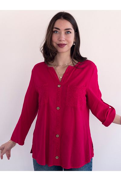 citycenterfashion بلوزة نسائية مقاس كبير 100% قطن عضوي Cty-akc-gp3 (25007)