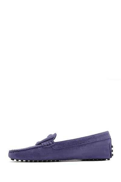 Derimod Women's Navy Blue Suede Leather Loafer 25Sfd 291010