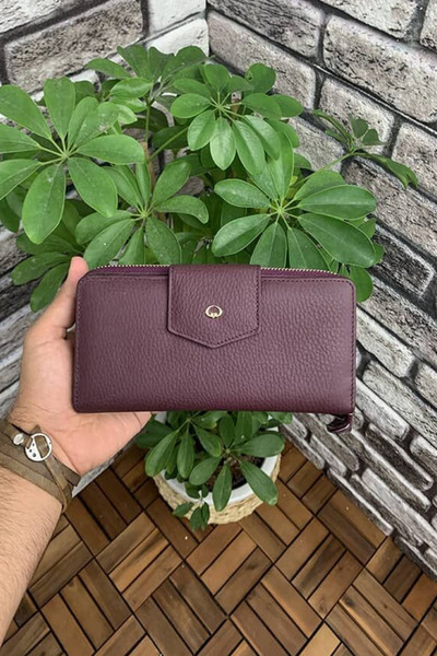 DERİJE حقيبة يد نسائية من الجلد الطبيعي غير اللامع باللون العنابي غير اللامع ...