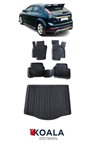 KoalaOtoTekstil Ford Focus 2 Hatchback (2005-2010) Havuzlu Paspas VE Bagaj Ha...