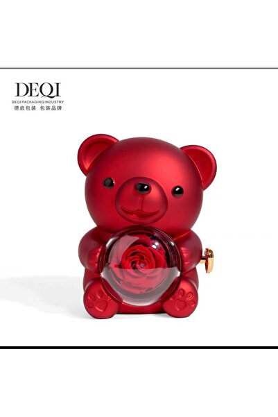 MAE HOME Yüzüklü Dönen Ayıcık Yüzük Kutusu { HEDİYELİK } KIRMIZI