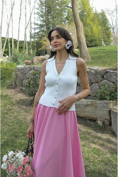 Havoş Ecru Davino Polo Neck Knitwear Vest