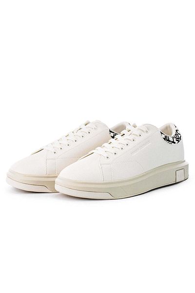 Armani Exchange Men's Cream Sneaker Xux123 Xv761-N480 Comfortable and Flat Sole Back Logo Pattern