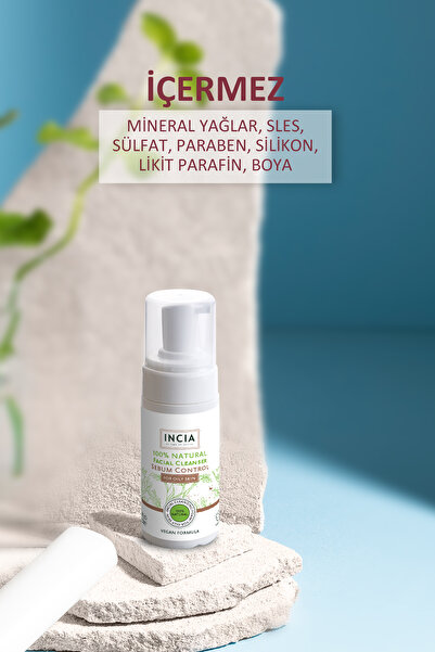 Incia %100 Doğal İpeksi Yüz Temizleme Köpüğü Makyaj Akne Siyah Nokta Sivilce Yağlı Ciltler Vegan 125 ml