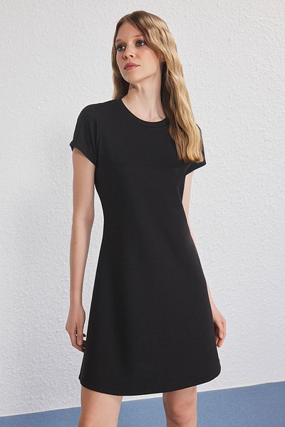 Trendyol Collection Black a Line/A-Line Midi Stretch Knitted Dress Twoss25El00781