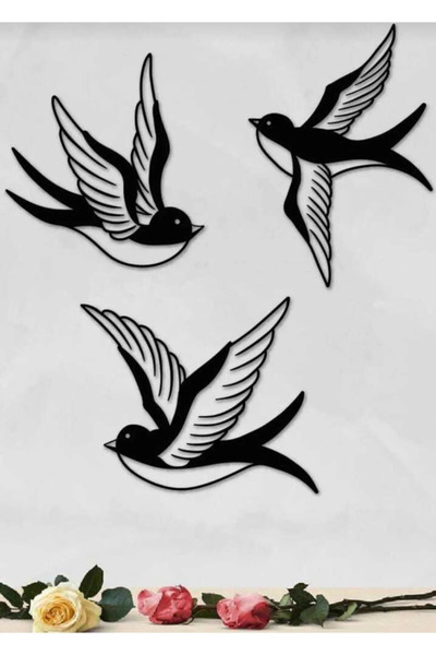 RİNG RİNG SHOP 3lü Uçan Kuş Ahşap Duvar Dekoru