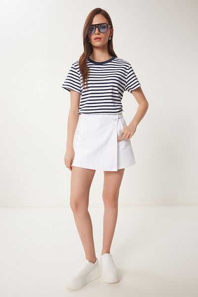 Happiness İstanbul Weißer Mini-Jeansrock – Damen OK00066
