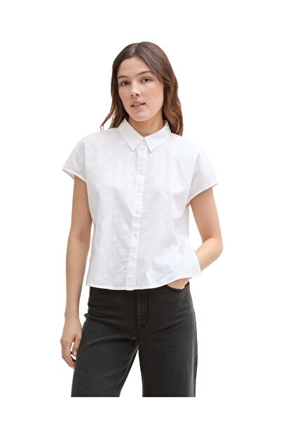 Tom Tailor Denim Haftowana bawełniana koszula