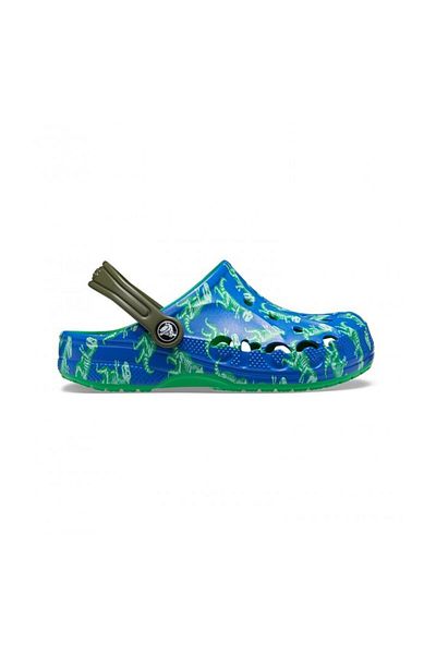 Crocs Kids Modré dětské pantofle Bolt/Multi Baya Graphic Clog T