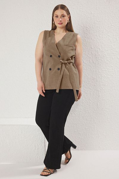 Trendyol Curve Mink Oversize Binding Detailed Polyviscon Vest Tbbss25Bh00021