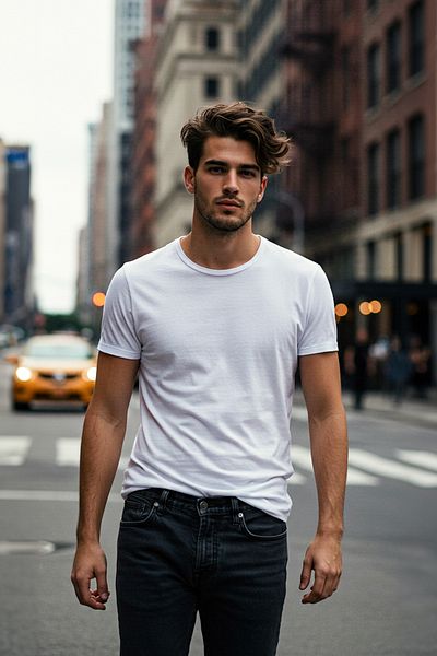 Trendyol Collection Λευκό T-Shirt με λαιμόκοψη - 100% βαμβάκι, κανονική εφαρμογή TMNSS21TS0808