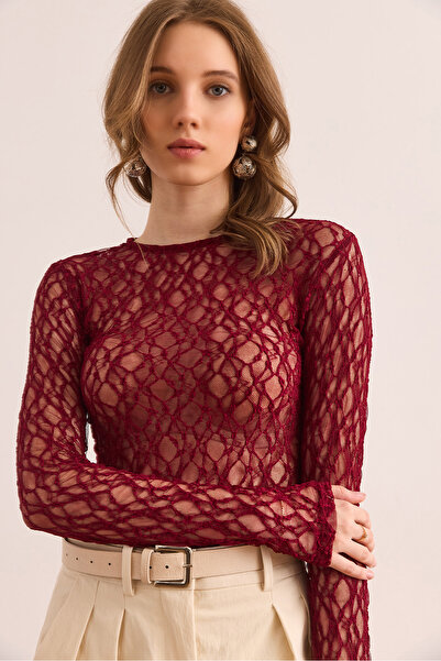 Olalook Women's Burgundy Six Snap Flexible Bodysuit Bdy- 00000056