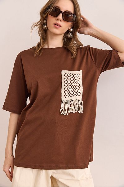 Olalook Tsh- for T-Shirt with Brown Garnish 19000768   Model Number