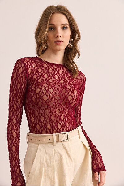 Olalook Women's Burgundy Six Snap Flexible Bodysuit Bdy- 00000056