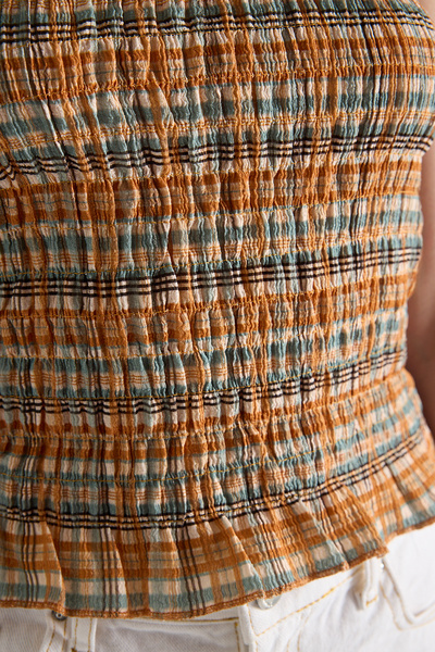 Trendyol Collection Πολύχρωμη αφηρημένη εμπριμέ μπλούζα με ελαστική πλεκτή μπλούζα TWOSS25BZ00464