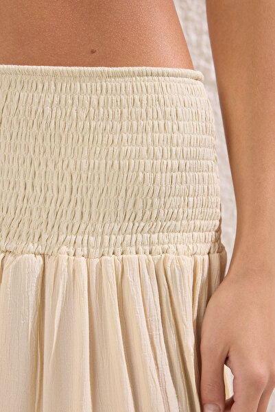 Trendyol Collection Пляжна спідниця максі ткана екрю TBESS25ET00012