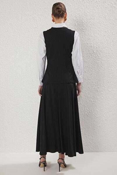 Trendyol Modest Black Metal Button Detailed Knitted Bottom-Top Set Tctss25Au00002