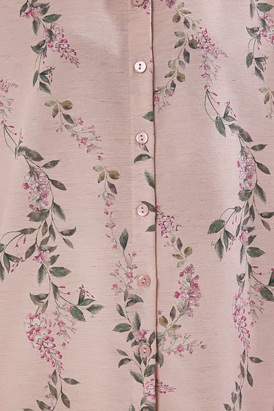 Trendyol Modest Ροζ λουλουδάτο λινό υφαντό πουκάμισο TCTSS25TG00006