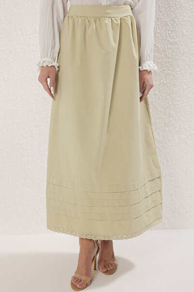 Trendyol Modest Khaki szegélyű csipke részletes szőtt szoknya TCTSS25EE00017