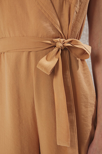 Trendyol Collection Ολόσωμη φόρμα με φαρδιά πόδια Camel More Sustainble Modal TWOSS25TU00030