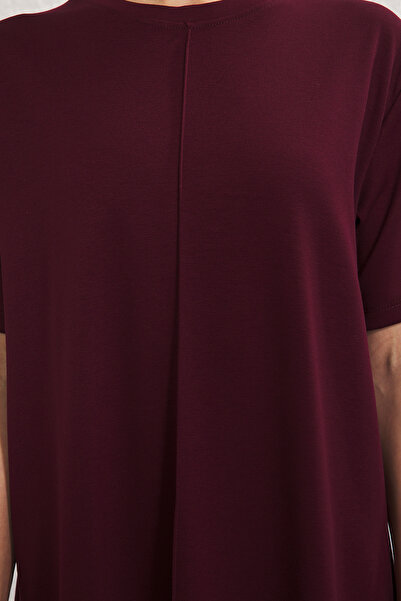 Trendyol Collection Ribbed Burgundy Mini Knitted Dress - Soft, Straight Cut Twoss25El00778