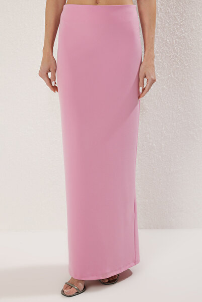 Trendyol Collection Rózsaszín, sima pánt nélküli, ujjatlan szövésű Finike elegáns/éjszakai alsó felső szett TPRSS25AU00005