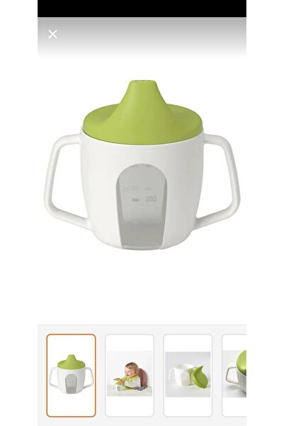 IKEA كوب تدريب على الشرب من بورجا للأطفال، أخضر وأبيض